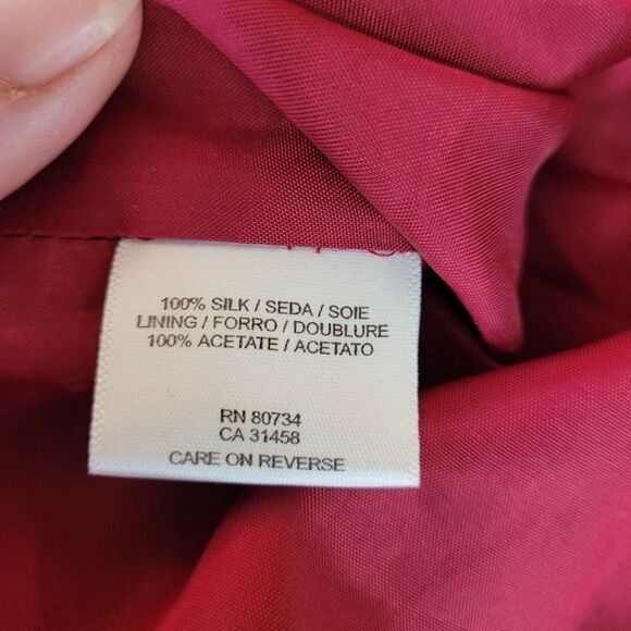 BCBGMaxAzria Mini Dress 4 Silk Magenta Abstract Balloon Pleated Bodice Formal - Picture 15 of 16